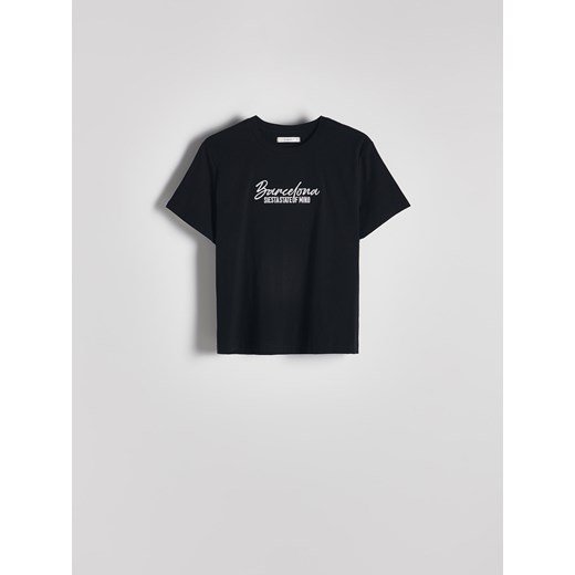 Reserved - T-shirt z haftem - czarny Reserved XS Reserved