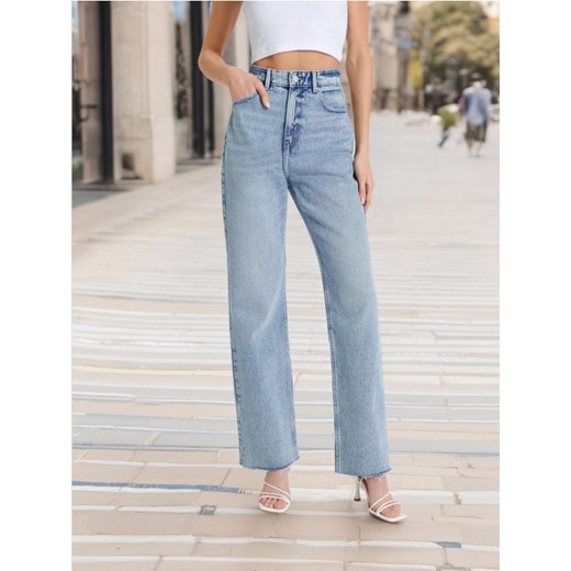 Sinsay - Jeansy wide leg high waist - niebieski Sinsay 36 Sinsay