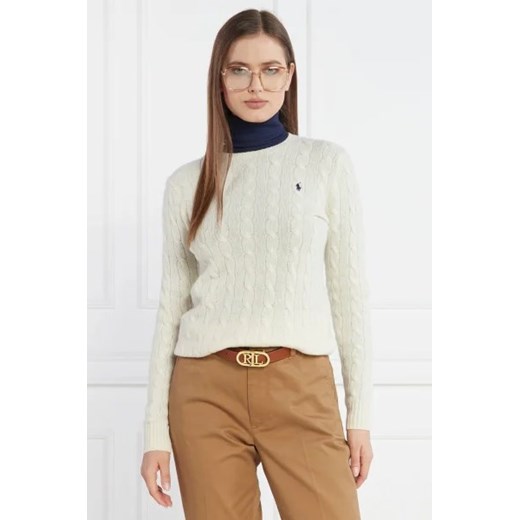 Sweter damski Polo Ralph Lauren beżowy z okrągłym dekoltem zimowy