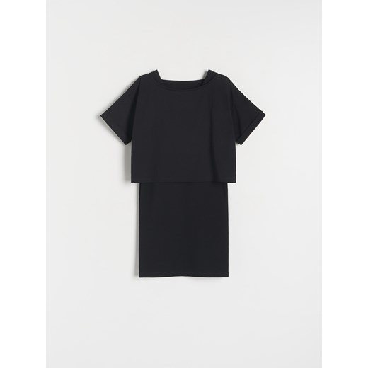 Reserved - Dwuwarstwowa sukienka - czarny Reserved 140 (9 lat) okazja Reserved