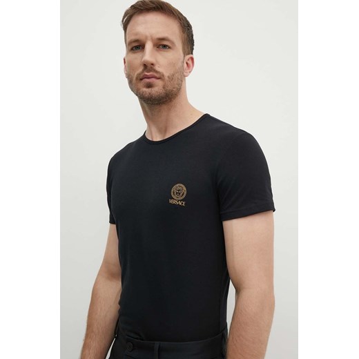 Versace t-shirt bawełniany męski kolor czarny z nadrukiem AUU01005 1A10011 ze sklepu ANSWEAR.com w kategorii T-shirty męskie - zdjęcie 173800440