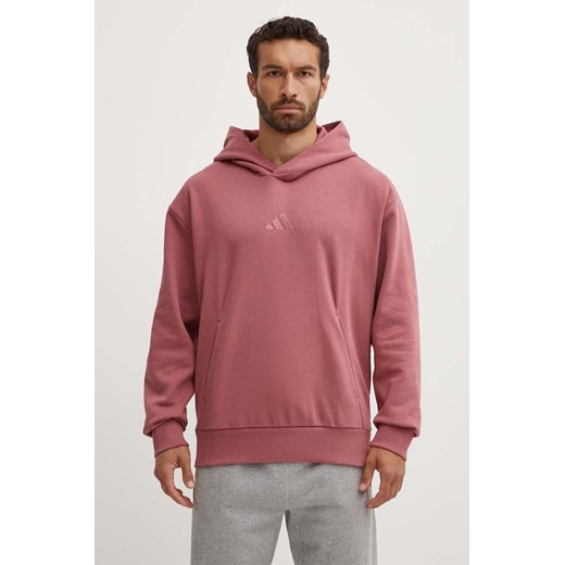 adidas bluza All SZN męska kolor różowy z kapturem gładka IY4136 ze sklepu ANSWEAR.com w kategorii Bluzy męskie - zdjęcie 173800562