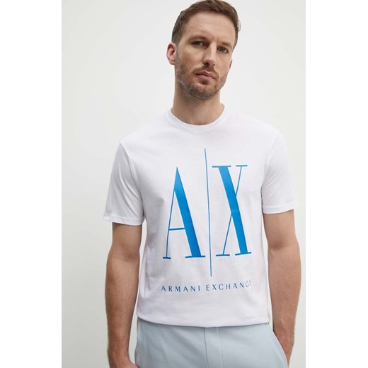 Armani Exchange t-shirt bawełniany kolor biały z nadrukiem ze sklepu ANSWEAR.com w kategorii T-shirty męskie - zdjęcie 173800821