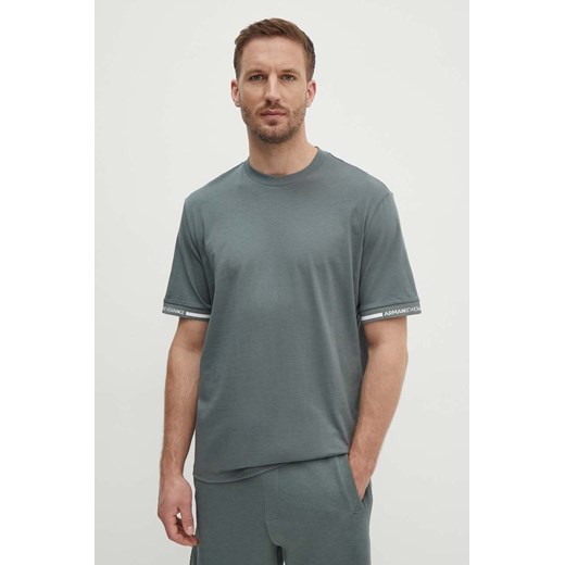 Armani Exchange t-shirt bawełniany męski kolor zielony gładki ze sklepu ANSWEAR.com w kategorii T-shirty męskie - zdjęcie 173800881