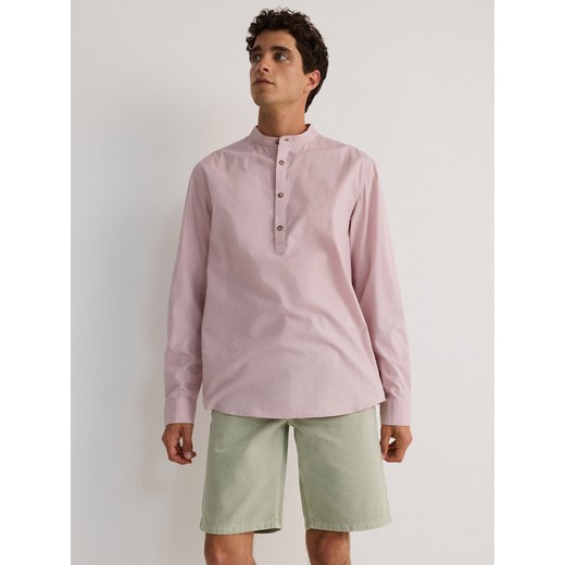 Reserved - Koszula regular ze stójką - pastelowy róż Reserved S Reserved