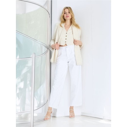 Sinsay - Białe jeansy wide leg - biały ze sklepu Sinsay w kategorii Jeansy damskie - zdjęcie 173811000