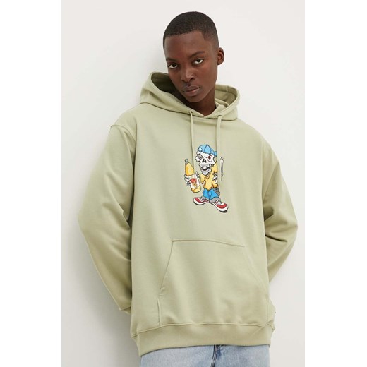Vans bluza bawełniana męska kolor zielony z kapturem z nadrukiem VN000JE6D3Z1 ze sklepu ANSWEAR.com w kategorii Bluzy męskie - zdjęcie 173811461