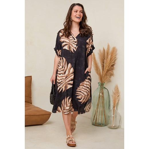 Curvy Lady Sukienka w kolorze czarno-brązowym Curvy Lady 48/50 Limango Polska promocja