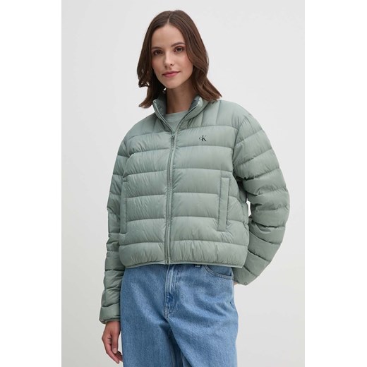 Calvin Klein Jeans kurtka puchowa damska kolor zielony przejściowa ze sklepu ANSWEAR.com w kategorii Kurtki damskie - zdjęcie 173815170
