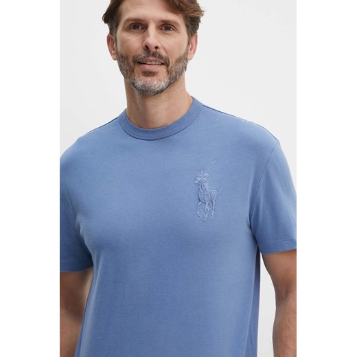 Polo Ralph Lauren t-shirt bawełniany męski kolor niebieski gładki 710936509 ze sklepu ANSWEAR.com w kategorii T-shirty męskie - zdjęcie 173815251