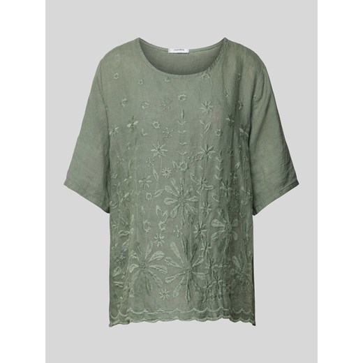 Bluzka lniana z fakturowanym wzorem model ‘La44ura’ ze sklepu Peek&Cloppenburg  w kategorii Bluzki damskie - zdjęcie 173815933