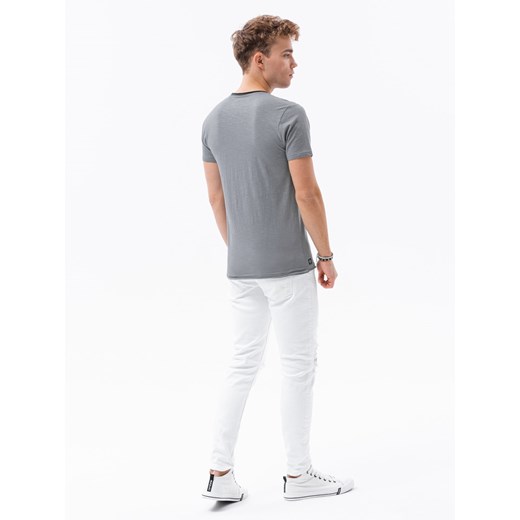 T-shirt męski z surowym wykończeniem – szary V1 OM-TSCT-22SS-004 S ombre