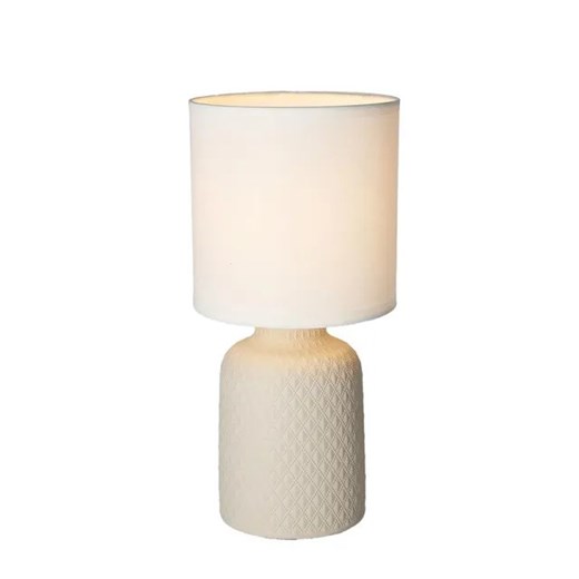 Beżowa lampa stołowa z ceramiczną podstawą - 10X V085 F8-W39 ze sklepu Edinos.pl w kategorii Lampy stołowe - zdjęcie 173829000