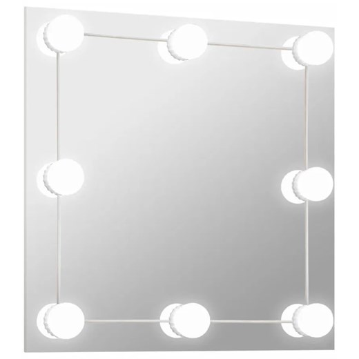 Srebrne lustro wiszące LED 50x50 cm R7-D01 ze sklepu Edinos.pl w kategorii Lustra - zdjęcie 173829330