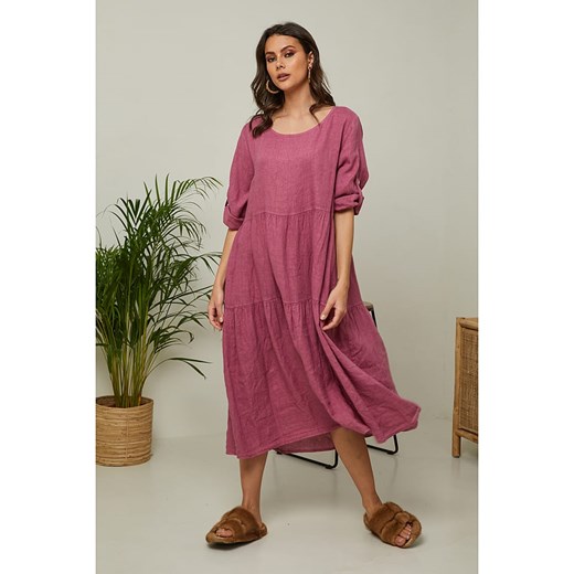 Fleur de Lin Lniana sukienka &quot;Lantana&quot; w kolorze różowym ze sklepu Limango Polska w kategorii Sukienki - zdjęcie 173830371