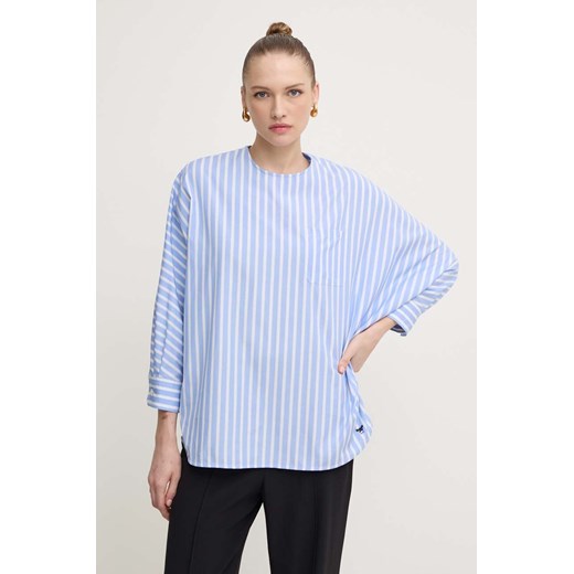 Weekend Max Mara bluzka bawełniana damska kolor niebieski wzorzysta 2425116101600 ze sklepu ANSWEAR.com w kategorii Bluzki damskie - zdjęcie 173831933