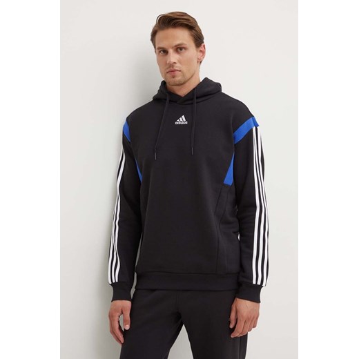 adidas bluza męska kolor czarny z kapturem wzorzysta JJ1537 ze sklepu ANSWEAR.com w kategorii Bluzy męskie - zdjęcie 173832002