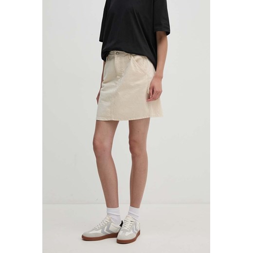 Calvin Klein Jeans spódnica jeansowa kolor beżowy mini ołówkowa J20J224345 ze sklepu ANSWEAR.com w kategorii Spódnice - zdjęcie 173832183