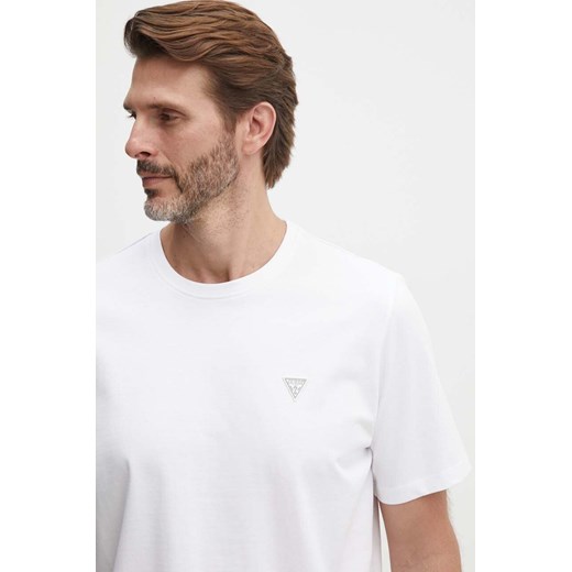 Guess t-shirt bawełniany męski kolor biały gładki M4YI0A KCCM1 ze sklepu ANSWEAR.com w kategorii T-shirty męskie - zdjęcie 173832452