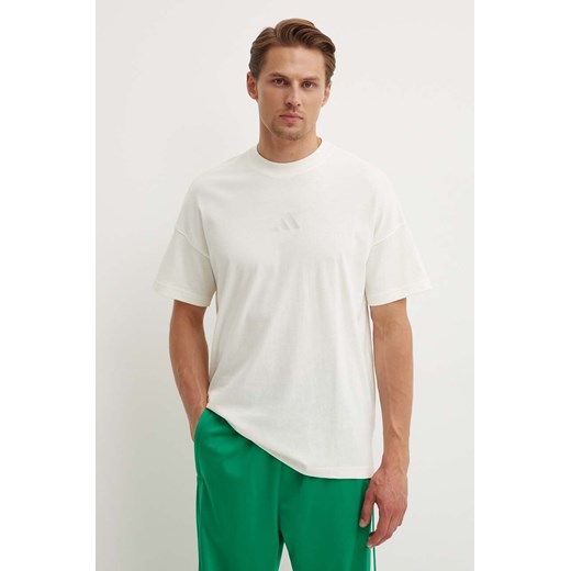 adidas t-shirt bawełniany All SZN męski kolor beżowy gładki IV5217 ze sklepu ANSWEAR.com w kategorii T-shirty męskie - zdjęcie 173832483