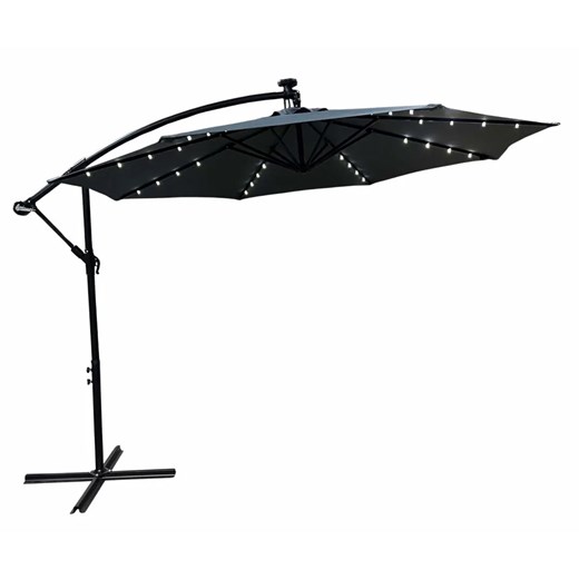 Ciemnoszary parasol do ogrodu z LED R9-C66 ze sklepu Edinos.pl w kategorii Parasole ogrodowe - zdjęcie 173837711