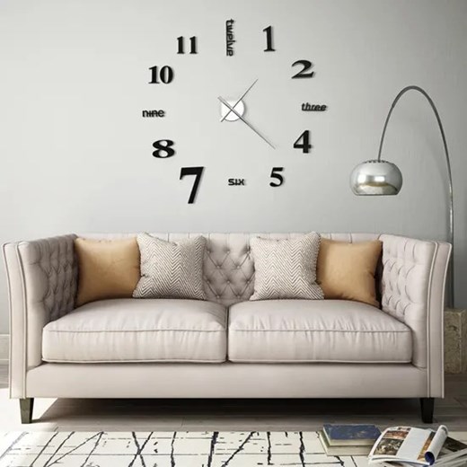 Stylowy czarny zegar ścienny 100cm - Roraz 4X Elior One Size Edinos.pl