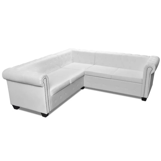 5-osobowy biały narożnik w stylu Chesterfield - Xavier 5Q ze sklepu Edinos.pl w kategorii Narożniki - zdjęcie 173837900