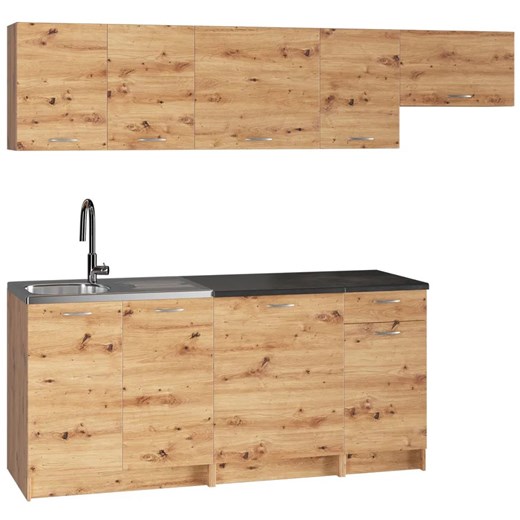 Komplet 7 szafek kuchennych 240 cm dąb artisan S6-F87 ze sklepu Edinos.pl w kategorii Meble kuchenne - zdjęcie 173838041