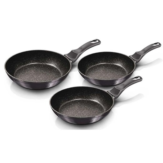 Komplet 3 patelni granitowych na każdy typ kuchenki D6-T95 ze sklepu Edinos.pl w kategorii Naczynia - zdjęcie 173838291