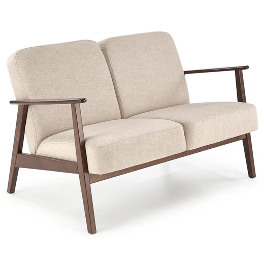 Drewniana beżowa tapicerowana sofa retro - Alexander 4X ze sklepu Edinos.pl w kategorii Sofy i kanapy - zdjęcie 173838350