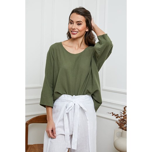 La Compagnie Du Lin Bluzka &quot;Fraiche&quot; w kolorze khaki ze sklepu Limango Polska w kategorii Bluzki damskie - zdjęcie 173839304