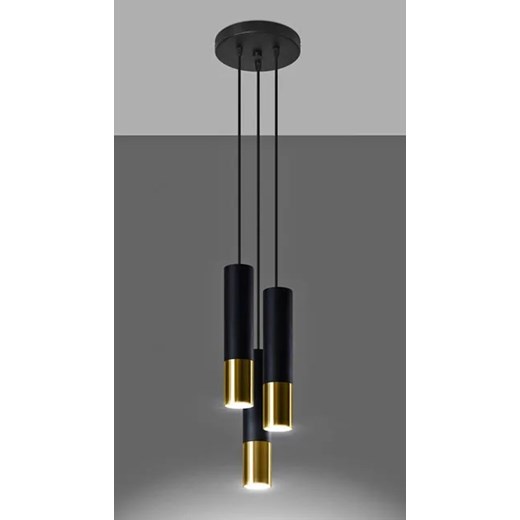 Czarno-złota potrójna lampa wisząca tuba - EXX247-Loper Lumes One Size Edinos.pl