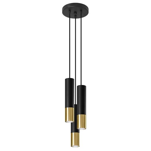 Czarno-złota potrójna lampa wisząca tuba - EXX247-Loper Lumes One Size Edinos.pl