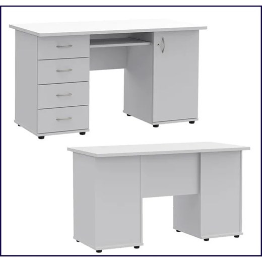 Białe biurko komputerowe z zamkiem - Gareno Elior One Size Edinos.pl