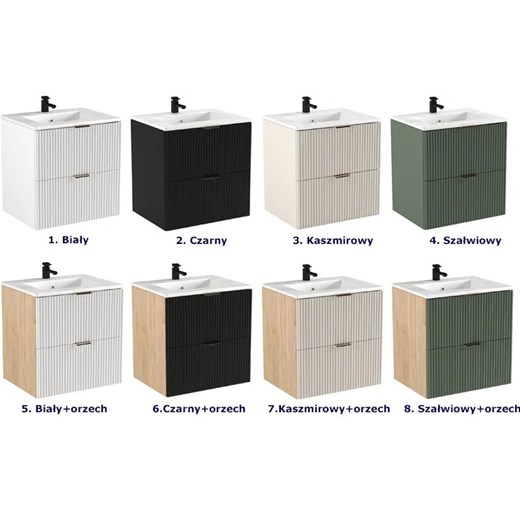 Umywalka ceramiczna z szafką wiszącą kaszmirowy + orzech - Oxel 8X Elior One Size Edinos.pl