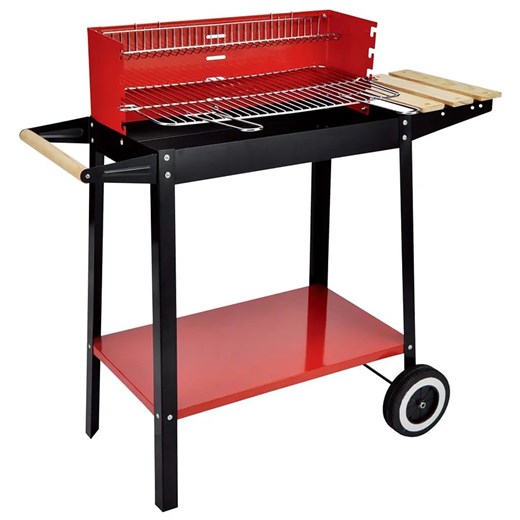 Czerwono-czarny grill ogrodowy na kółkach - Borni ze sklepu Edinos.pl w kategorii Ogród i taras - zdjęcie 173843613