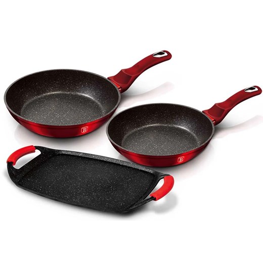3 aluminiowe patelnie z powłoką granitową B3-L96 ze sklepu Edinos.pl w kategorii Naczynia - zdjęcie 173843750