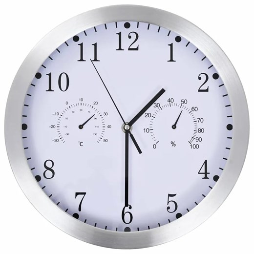 Okrągły biały zegar w klasycznym stylu 30 cm Xotiz ze sklepu Edinos.pl w kategorii Zegary - zdjęcie 173843790