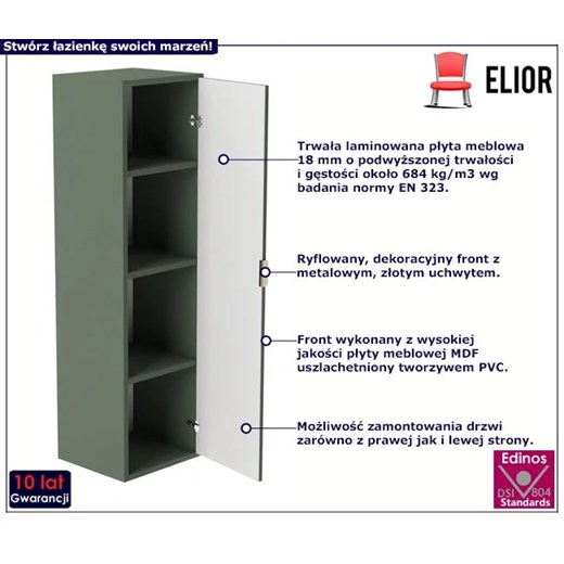 Szałwiowy ryflowany słupek wiszący do łazienki - Oxel 9X Elior One Size Edinos.pl