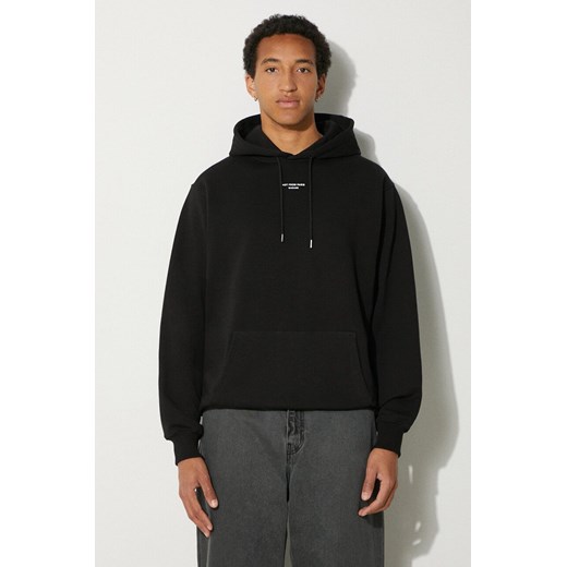 Drôle de Monsieur bluza bawełniana Le Hoodie Slogan a Poche Classique męska kolor czarny z kapturem gładka PERM-HO161-CO127-BL ze sklepu ANSWEAR.com w kategorii Bluzy męskie - zdjęcie 173844173
