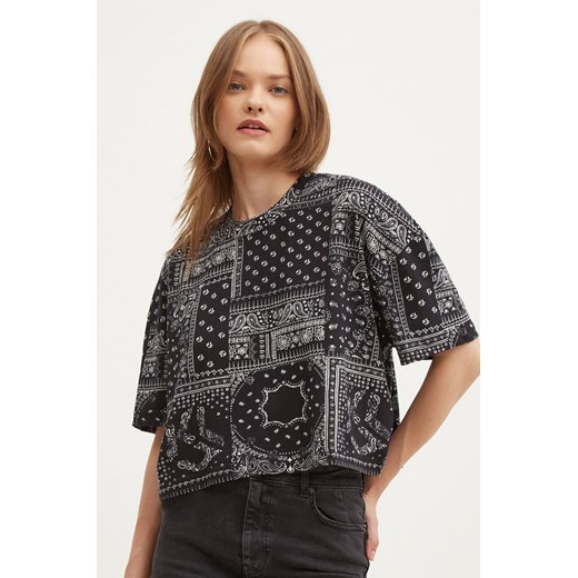 Karl Lagerfeld Jeans t-shirt bawełniany damski kolor czarny 245J1707 ze sklepu ANSWEAR.com w kategorii Bluzki damskie - zdjęcie 173844553