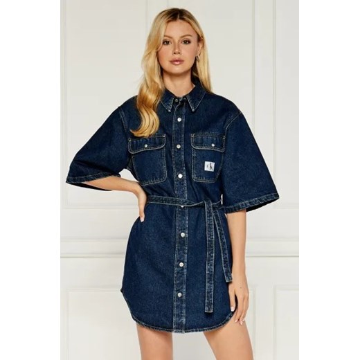 CALVIN KLEIN JEANS Jeansowa sukienka z paskiem UTILITY ze sklepu Gomez Fashion Store w kategorii Sukienki - zdjęcie 173847992