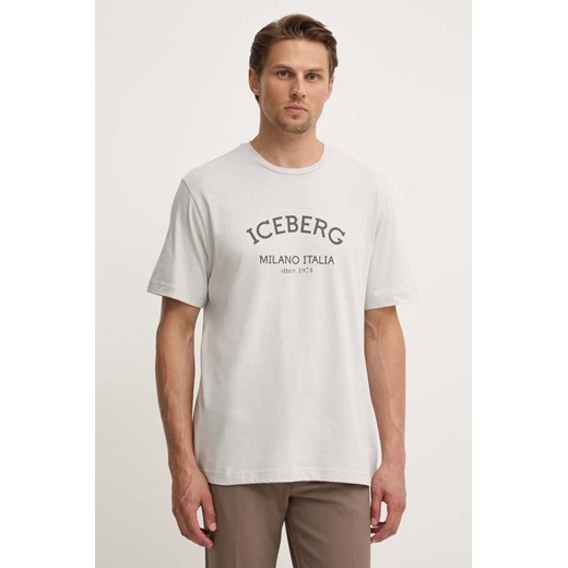 Iceberg t-shirt bawełniany kolor szary z nadrukiem ze sklepu ANSWEAR.com w kategorii T-shirty męskie - zdjęcie 173851600