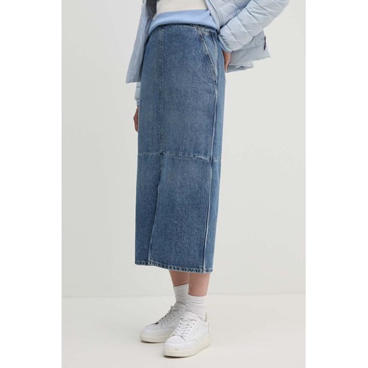 Tommy Hilfiger spódnica jeansowa kolor niebieski midi prosta WW0WW42582 ze sklepu ANSWEAR.com w kategorii Spódnice - zdjęcie 173851911