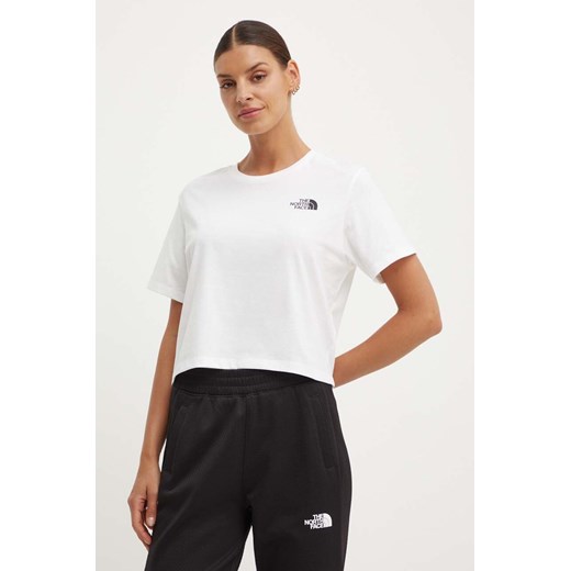 The North Face t-shirt W Simple Dome Cropped Slim Tee damski kolor biały NF0A87U4FN41 ze sklepu ANSWEAR.com w kategorii Bluzki damskie - zdjęcie 173855652