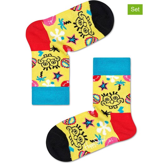 Happy Socks Skarpety (2 pary) w kolorze żółtym ze sklepu Limango Polska w kategorii Skarpetki dziecięce - zdjęcie 173857400