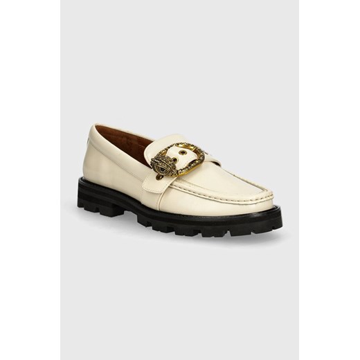 Kurt Geiger London mokasyny skórzane Mayfair Chunky Loafer damskie kolor beżowy na płaskim obcasie 573010109 ze sklepu ANSWEAR.com w kategorii Mokasyny damskie - zdjęcie 173859892