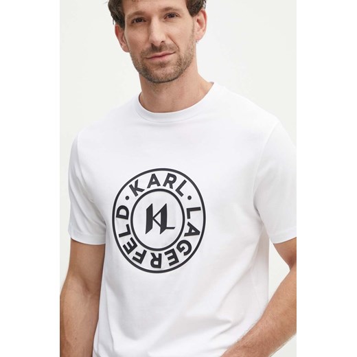 Karl Lagerfeld t-shirt męski kolor biały z aplikacją 543221.755080 ze sklepu ANSWEAR.com w kategorii T-shirty męskie - zdjęcie 173860121