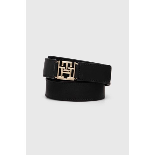 Tommy Hilfiger pasek skórzany damski kolor czarny AW0AW16353 ze sklepu ANSWEAR.com w kategorii Paski damskie - zdjęcie 173861631