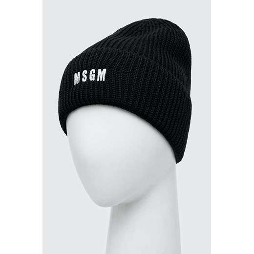 MSGM czapka wełniana kolor czarny z grubej dzianiny wełniana 3740ML02.247575 One size ANSWEAR.com